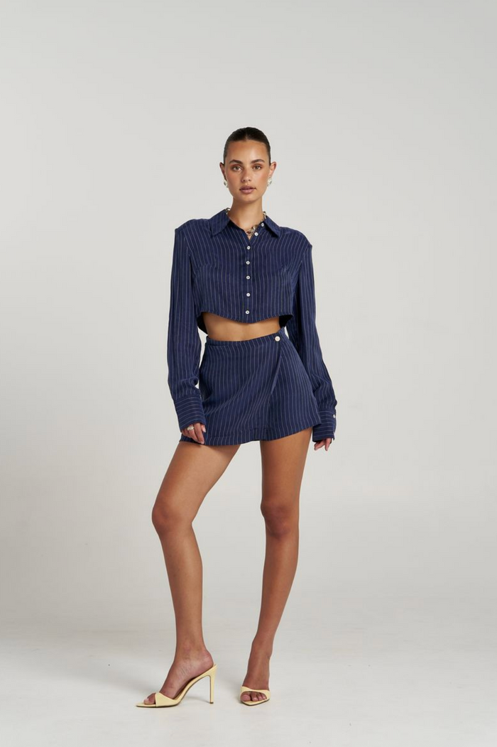 Summi Summi Asym Skort - Navy Pinstripe