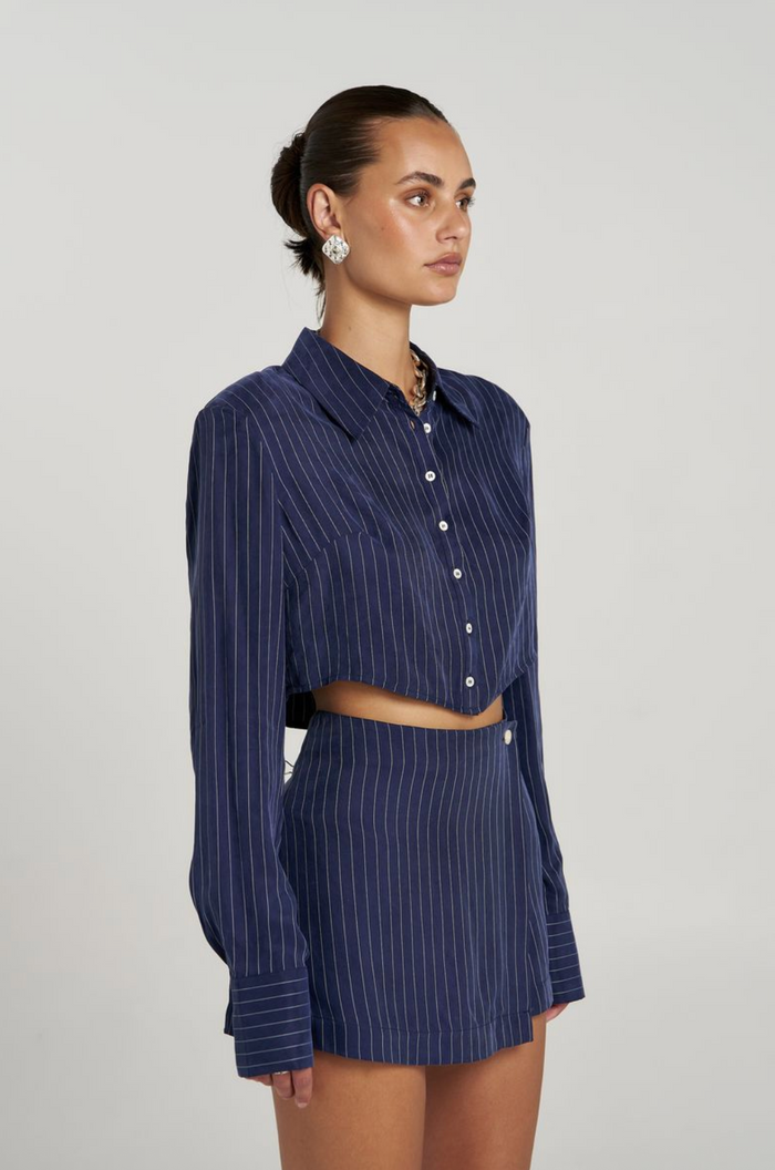 Summi Summi Asym Skort - Navy Pinstripe