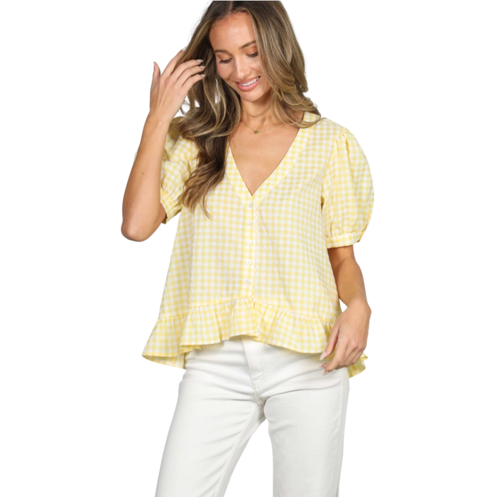 Sunny Gingham Peplum Top