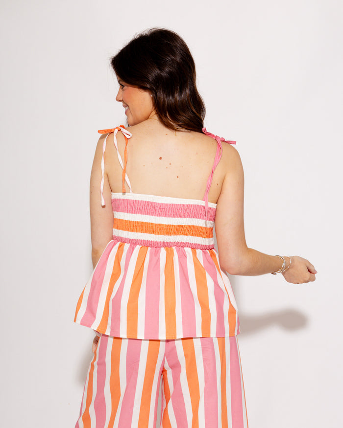 Sunset Stripe Peplum Top & Pants Set