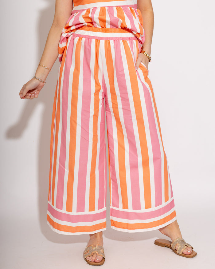 Sunset Stripe Peplum Top & Pants Set