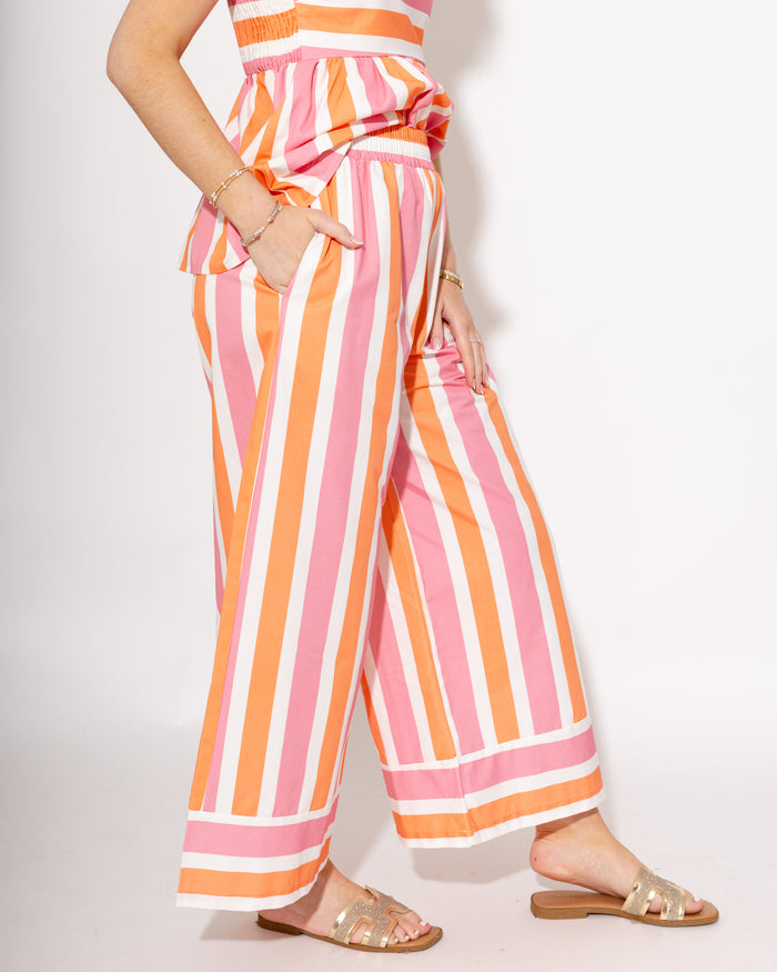 Sunset Stripe Peplum Top & Pants Set