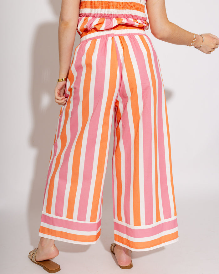 Sunset Stripe Peplum Top & Pants Set