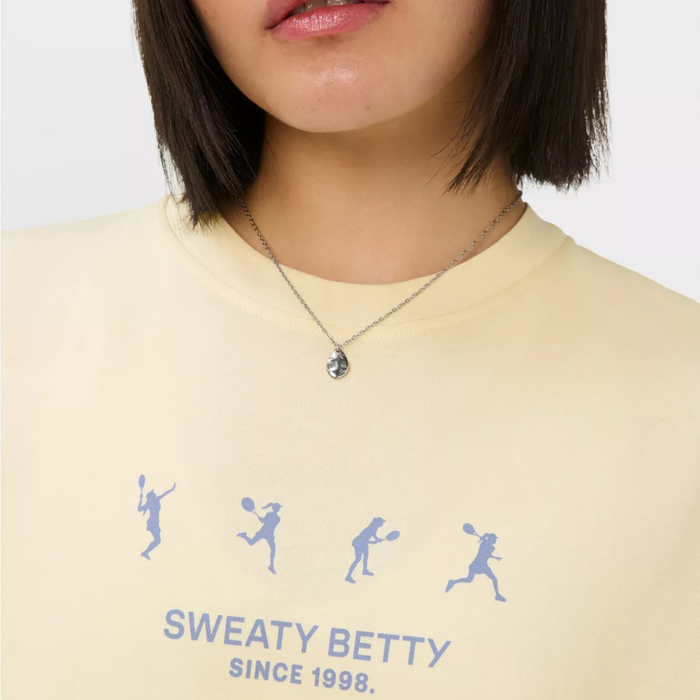 Sweaty Betty Tennis Graphic T-Shirt in Blue Tennis Ladies Print SS26