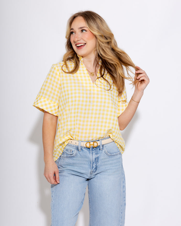 Sweet & Classic Gingham Top in Lemon
