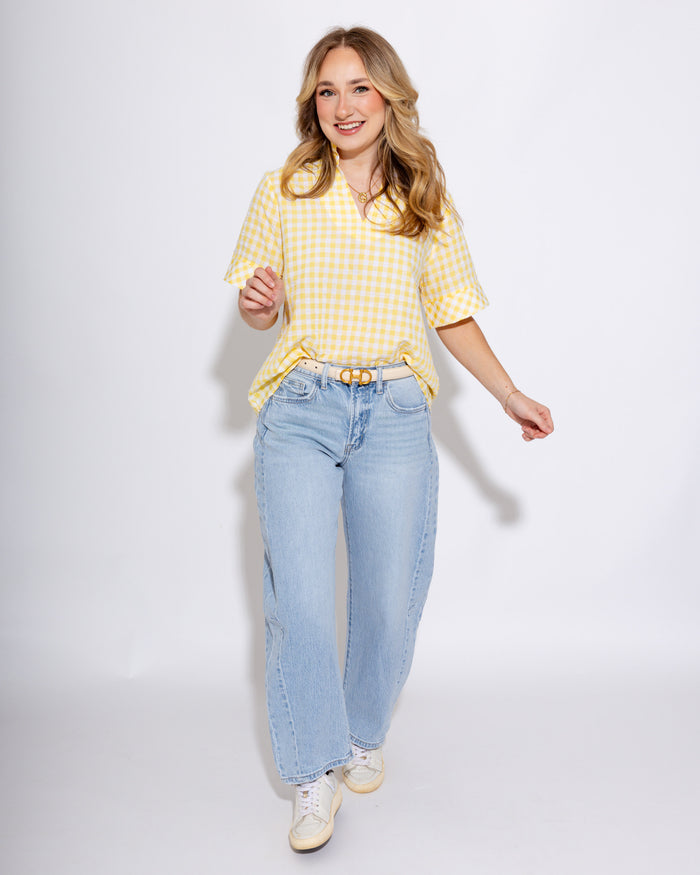 Sweet & Classic Gingham Top in Lemon