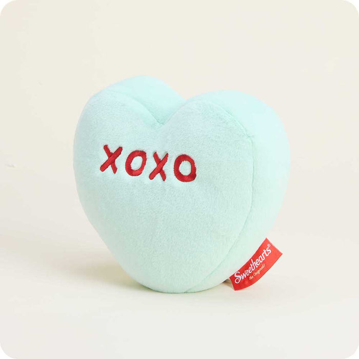 microwavable sweethearts green xoxo conversation heart warmies stuffed animal valentine's gift