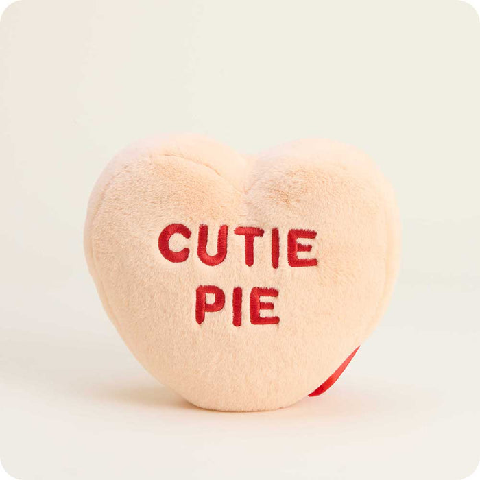 microwavable sweethearts peach cutie pie conversation heart warmies plush
