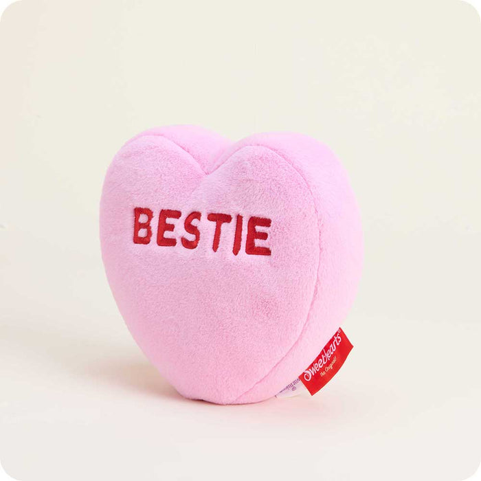 microwavable sweethearts pink bestie conversation heart warmies stuffed animal valentine's day gift