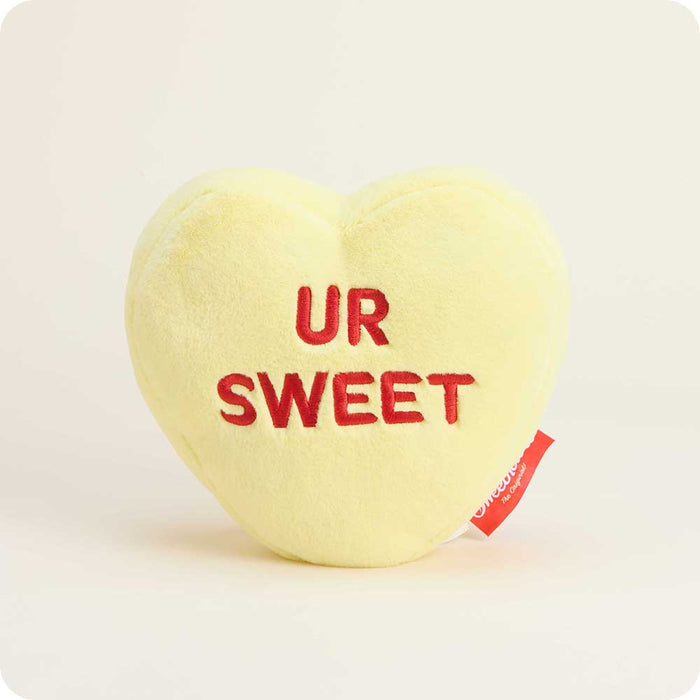 lavender scented microwavable sweethearts yellow ur sweet conversation heart warmies stuffed animal