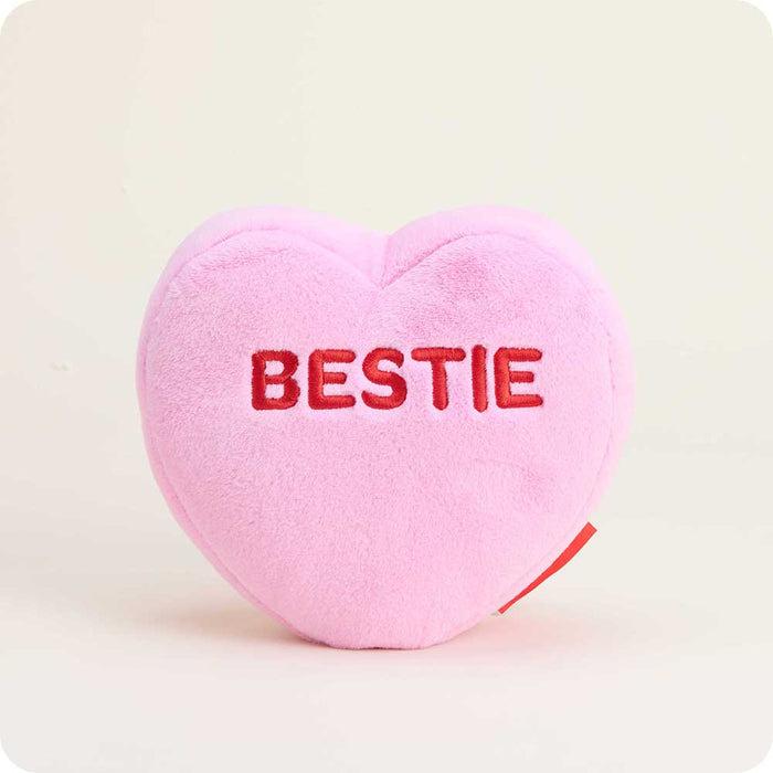microwavable sweethearts pink bestie conversation heart warmies plush