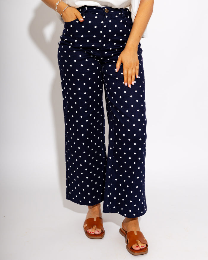 Tailored Polka Dot Pants in Navy