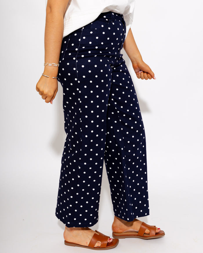Tailored Polka Dot Pants in Navy