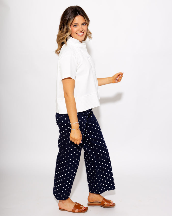 Tailored Polka Dot Pants in Navy