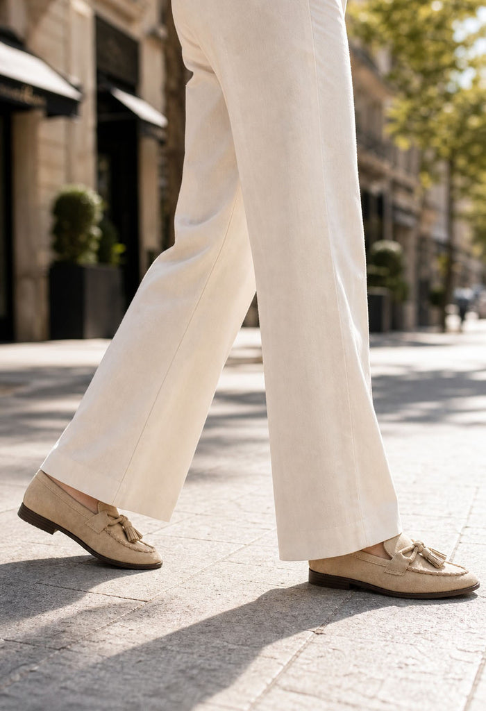 tassel detail faux suede loafer