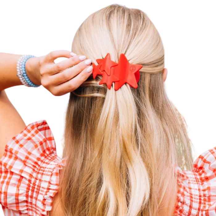 Teleties: Red Shooting Star Medium Flat Hair Clip