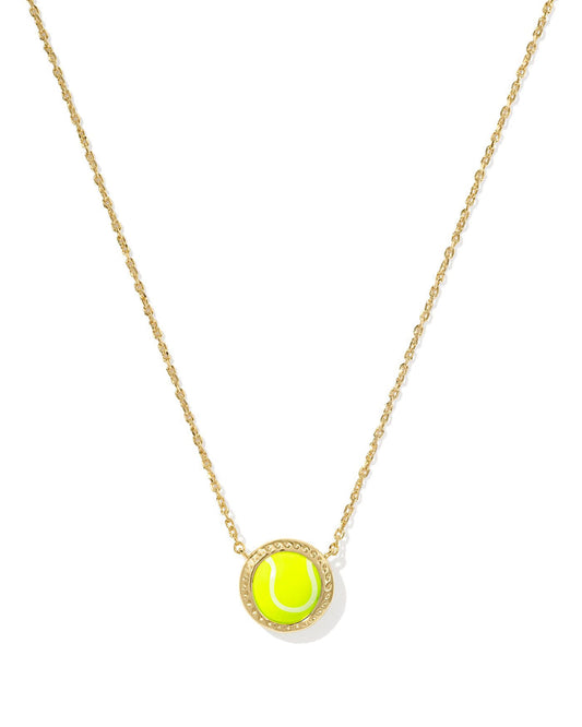 Tennis Short Pendant Necklace in Gold Chartreuse Magnesite