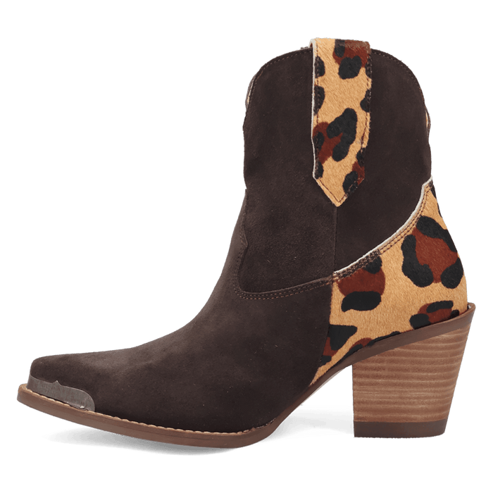 PRODUCT SHOT TEXAS CHARM SUEDE LEATHER BOOTIE AT 135 DEGREE OUTSIDE ANGLE