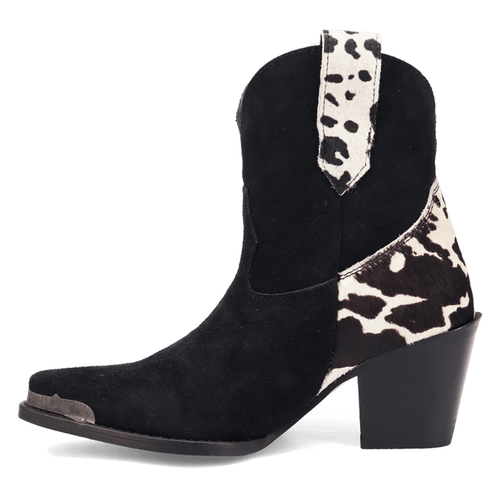 PRODUCT SHOT TEXAS CHARM SUEDE LEATHER BOOTIE AT 135 DEGREE OUTSIDE ANGLE