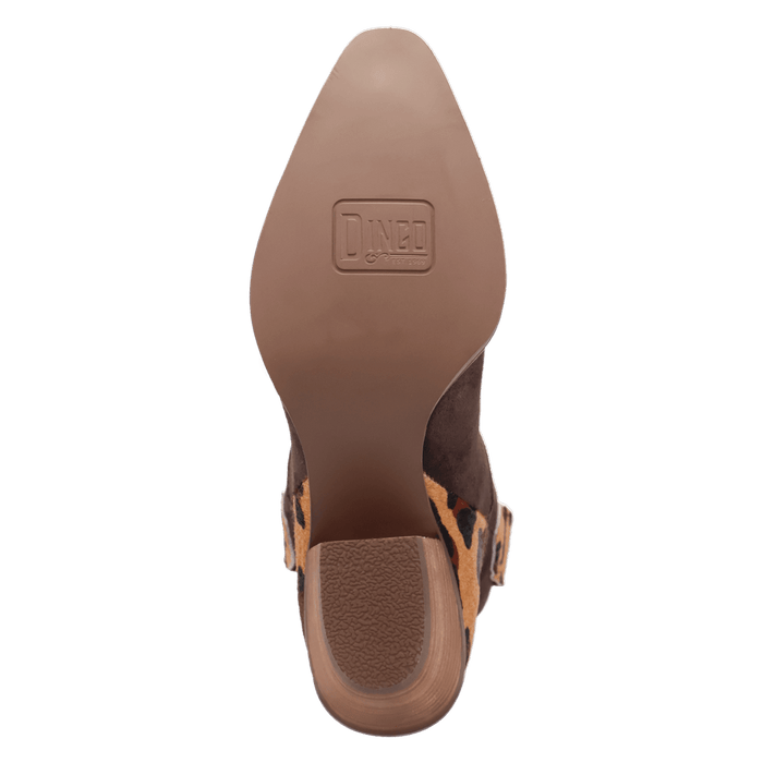PRODUCT SHOT TEXAS CHARM SUEDE LEATHER BOOTIE AT OUTSOLE ANGLE