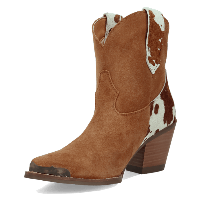 PRODUCT SHOT TEXAS CHARM SUEDE LEATHER BOOTIE AT 225 DEGREE ANGLE