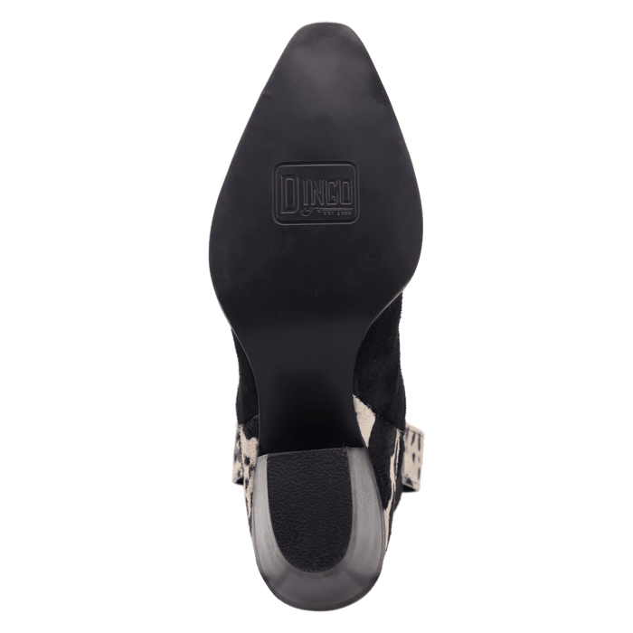 PRODUCT SHOT TEXAS CHARM SUEDE LEATHER BOOTIE AT OUTSOLE ANGLE