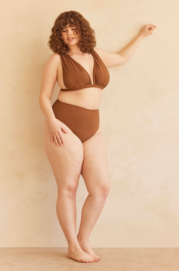Bumpsuit Maternity The Edie Breastfeeding Friendly Swim Top in Chestnut