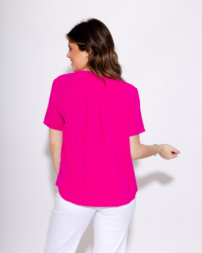 The Essential V Neck Top in Hot Pink