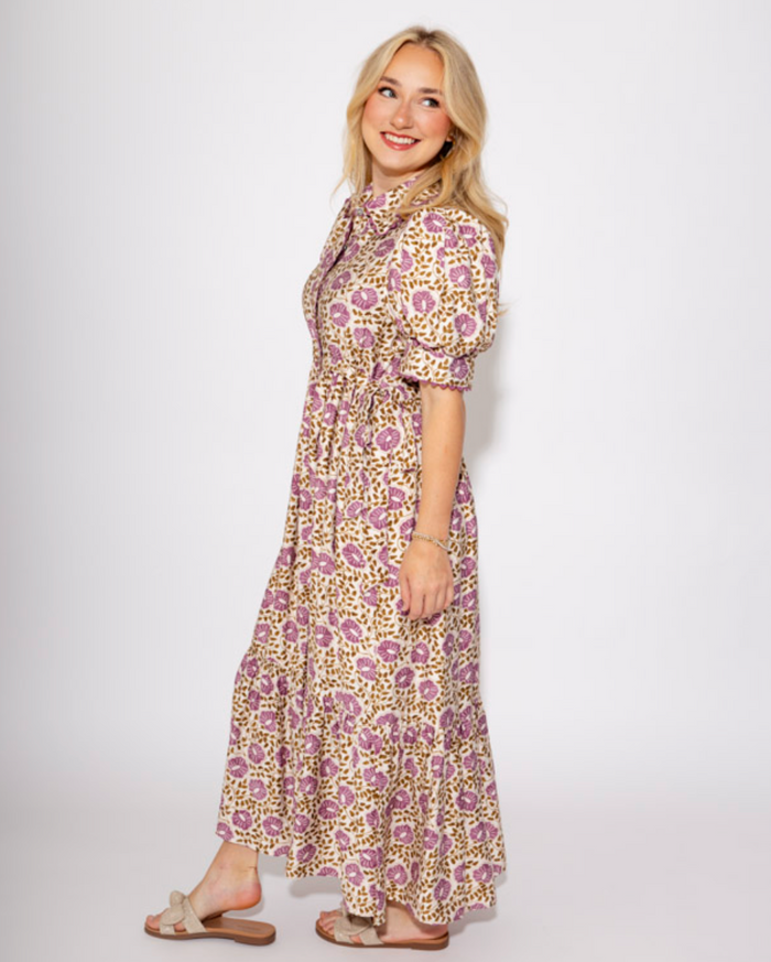 The Floral Breeze Midi Dress in Purple