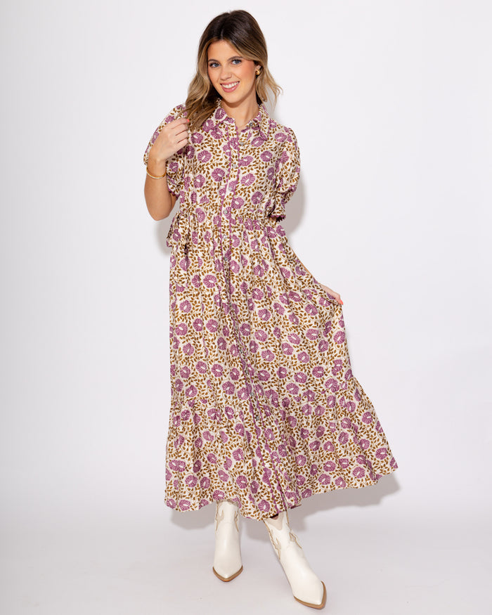 The Floral Breeze Midi Dress in Purple