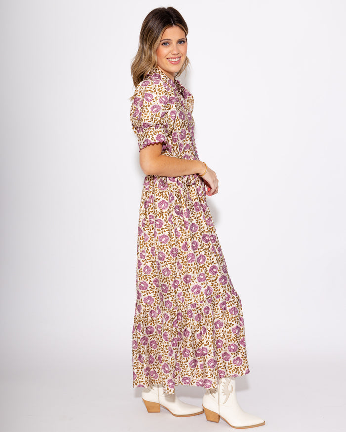 The Floral Breeze Midi Dress in Purple