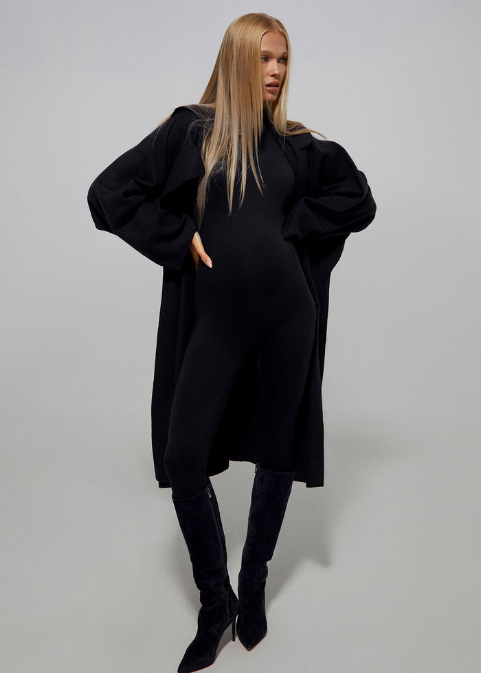 the penelope maternity turtleneck longsleeve jumpsuit in black