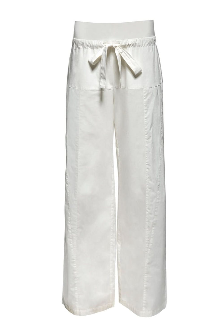 bumpsuit maternity relaxed pant in white, shot on white background
