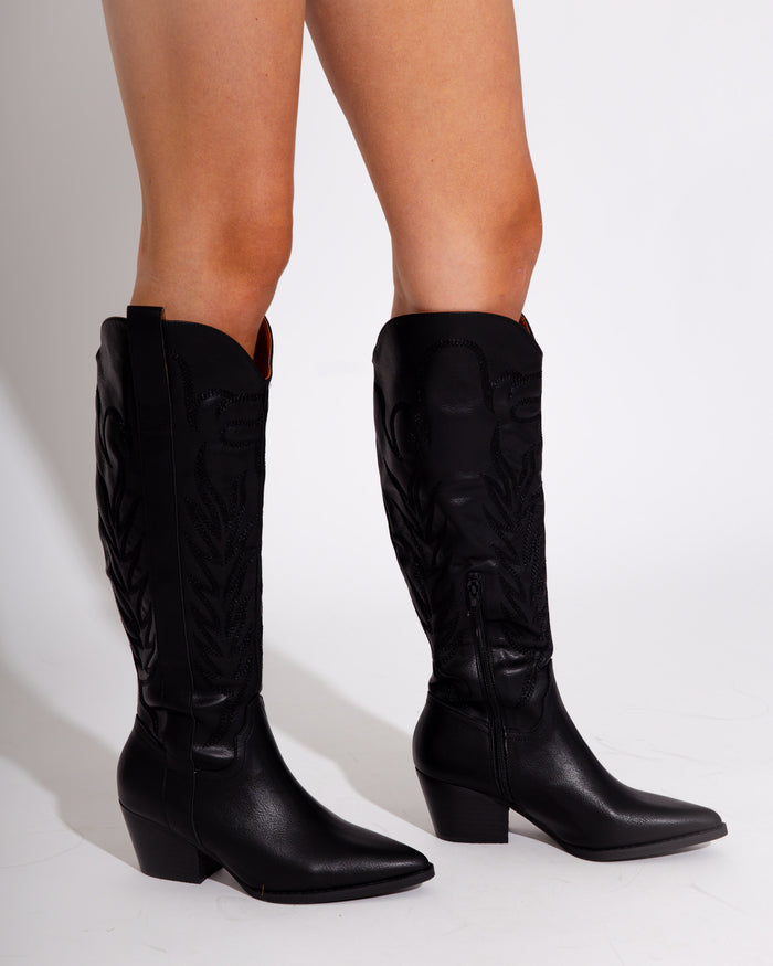 The Samara Black Western Tall Boot