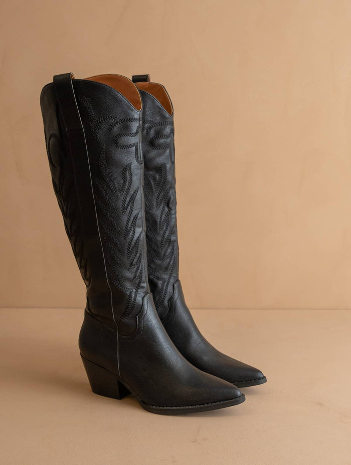 The Samara Black Western Tall Boot