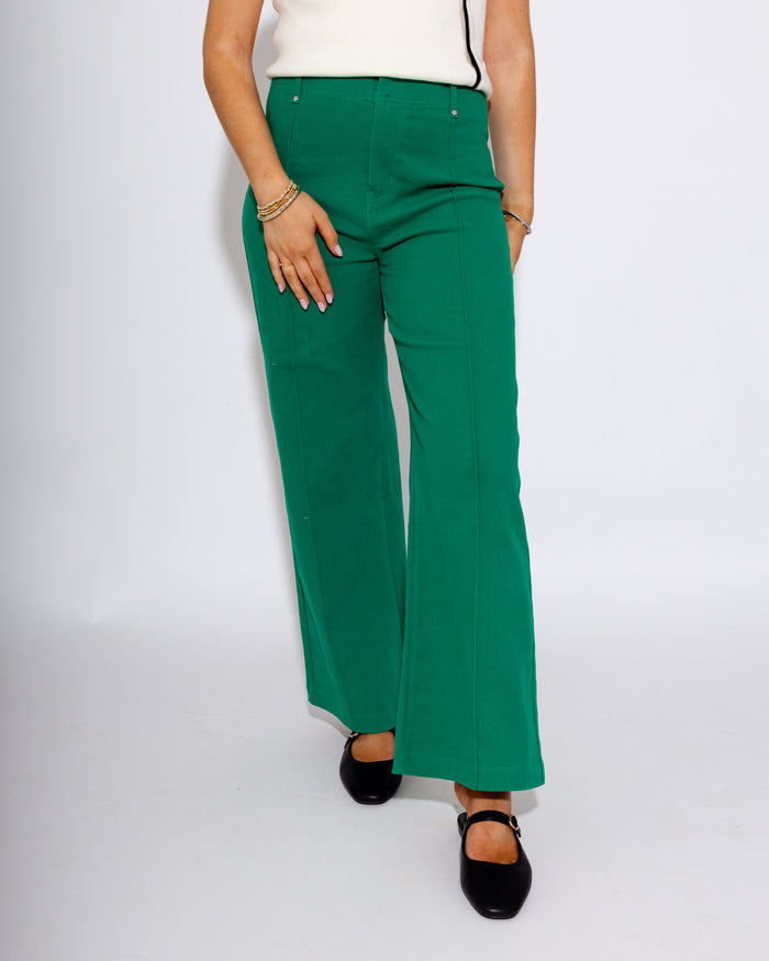 The Tailored Wide Leg Pant in Green