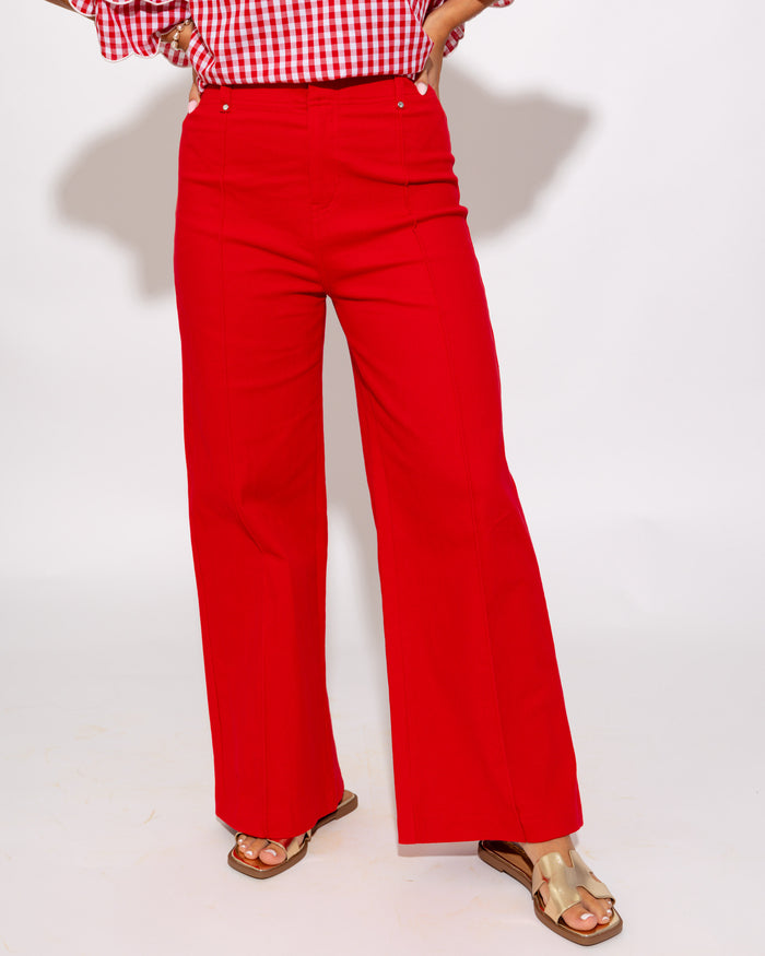 The Tailored Wide Leg Pant in Red