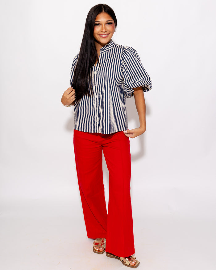 The Tailored Wide Leg Pant in Red