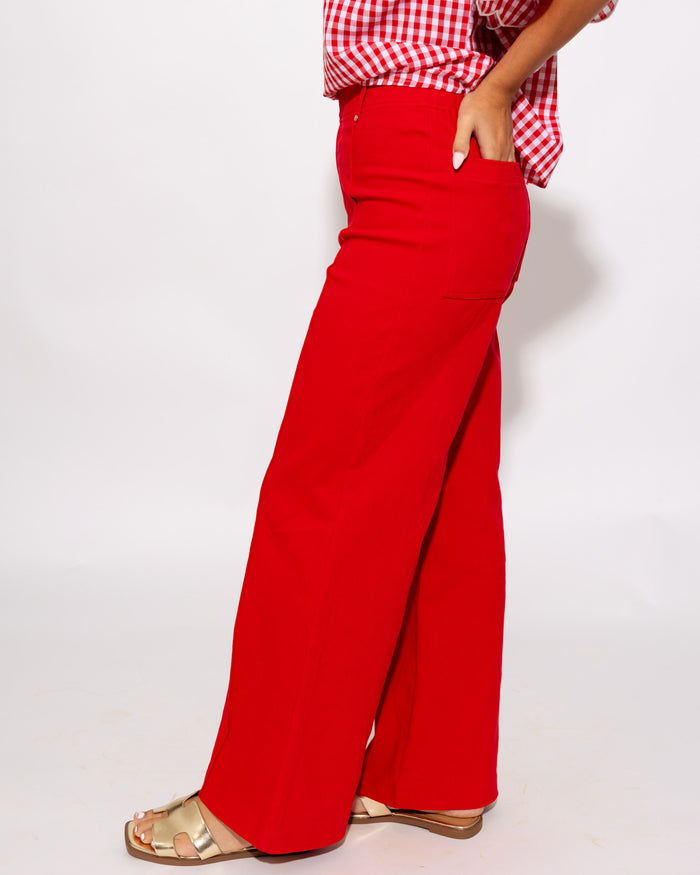 The Tailored Wide Leg Pant in Red