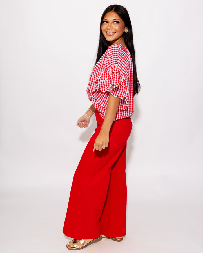 The Tailored Wide Leg Pant in Red
