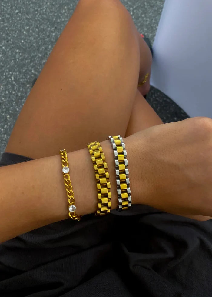 Thin Gold Watch Band Bracelet