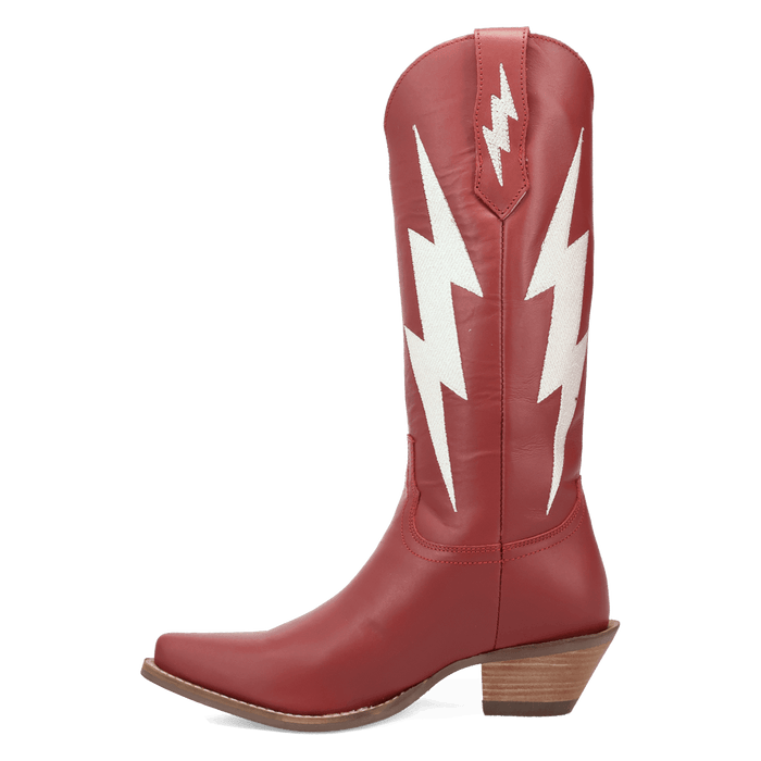 PRODUCT SHOT THUNDERBOLT LEATHER BOOT AT 135 DEGREE OUTSIDE ANGLE
