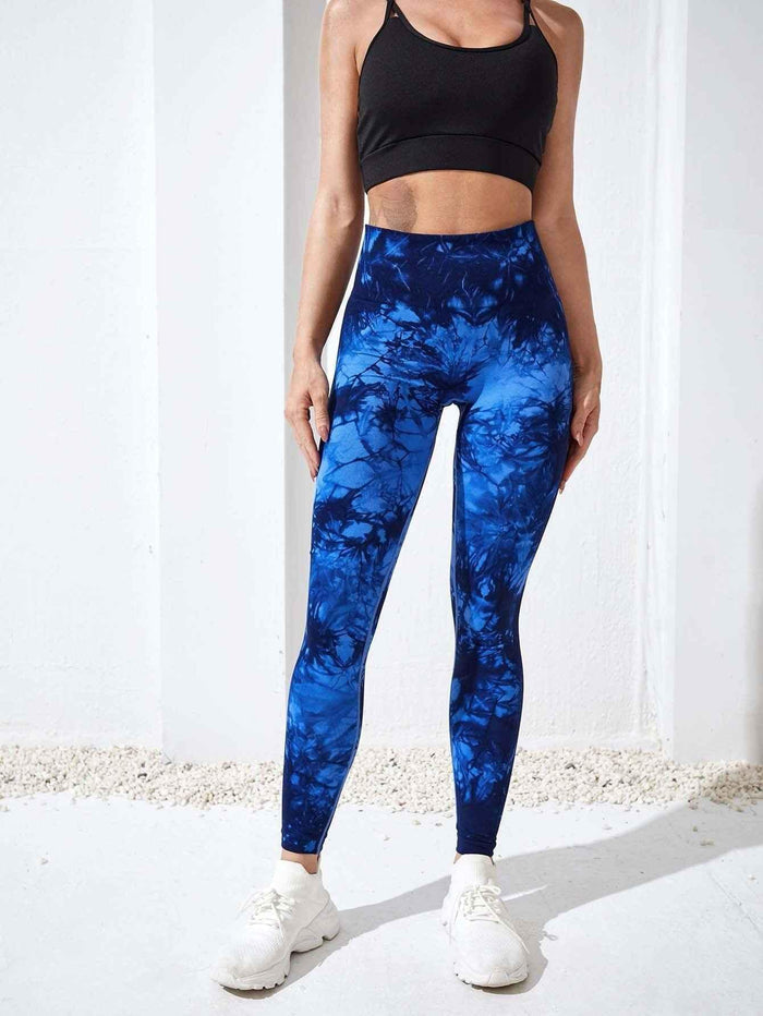 Tie Dye Yoga Pants with Trendy Design & High-Rise Waistband - Allen-Fitness