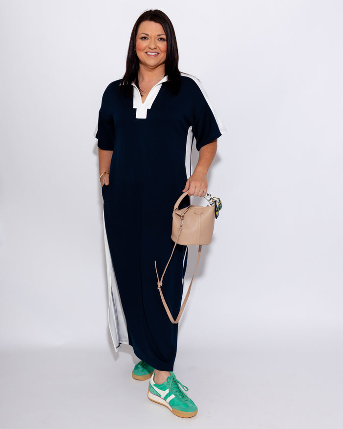Timeless Contrast Trim Maxi Dress
