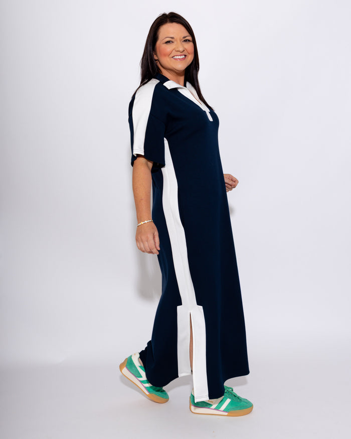 Timeless Contrast Trim Maxi Dress