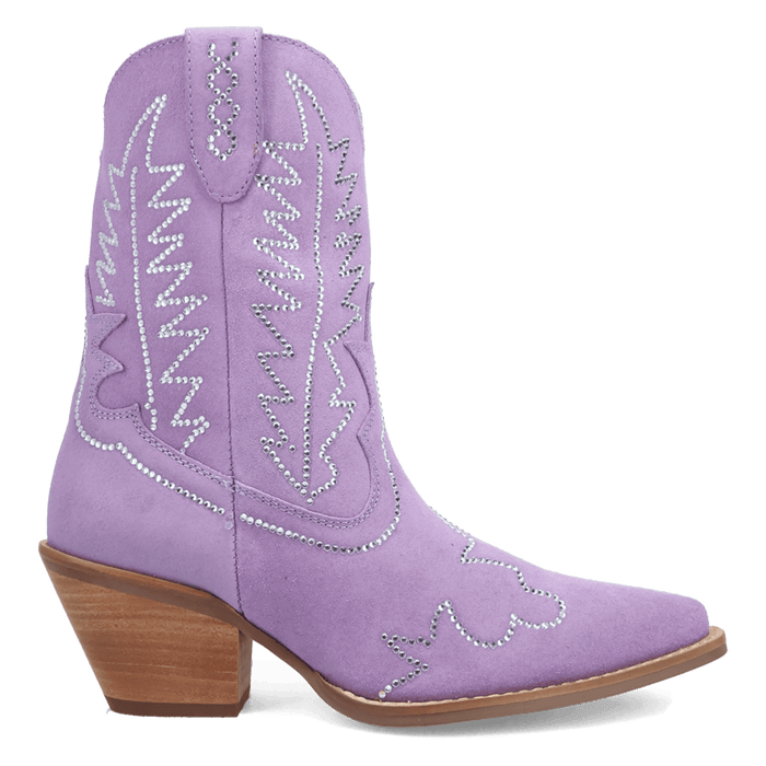 PRODUCT SHOT TINY PONY SUEDE LEATHER BOOTIE AT 90 DEGREE INSIDE ANGLE