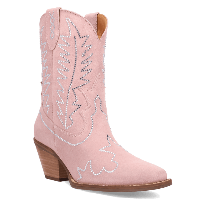 PRODUCT SHOT TINY PONY SUEDE LEATHER BOOTIE AT 45 DEGREE ANGLE