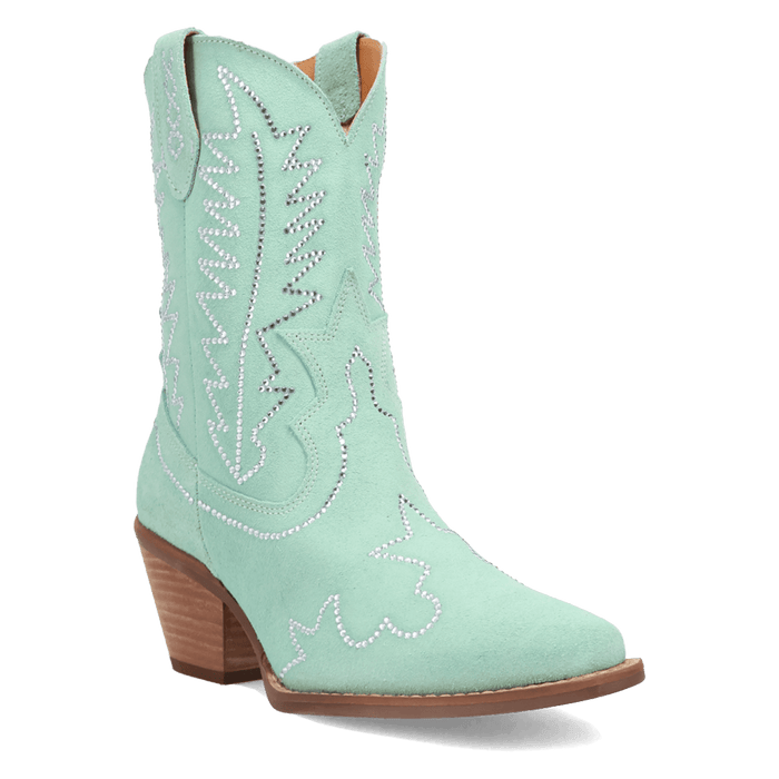 PRODUCT SHOT TINY PONY SUEDE LEATHER BOOTIE AT 45 DEGREE ANGLE
