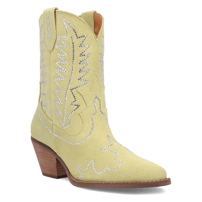 PRODUCT SHOT TINY PONY SUEDE LEATHER BOOTIE AT 45 DEGREE ANGLE