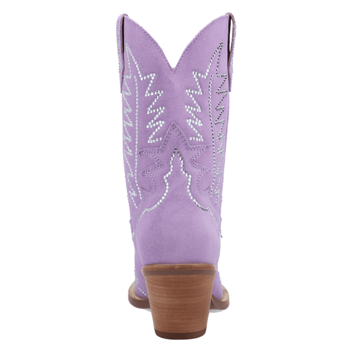 PRODUCT SHOT TINY PONY SUEDE LEATHER BOOTIE AT 180 DEGREE BACK ANGLE